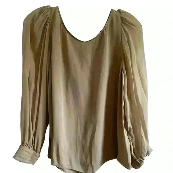 ALICE & OLIVIA EMPLOYED SILK BLOUSE SHEER SLEEVES Size Small - Picture 8 of 12